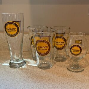 Paradox NY Brewery Glasses Pint, Tulip and Weizen.